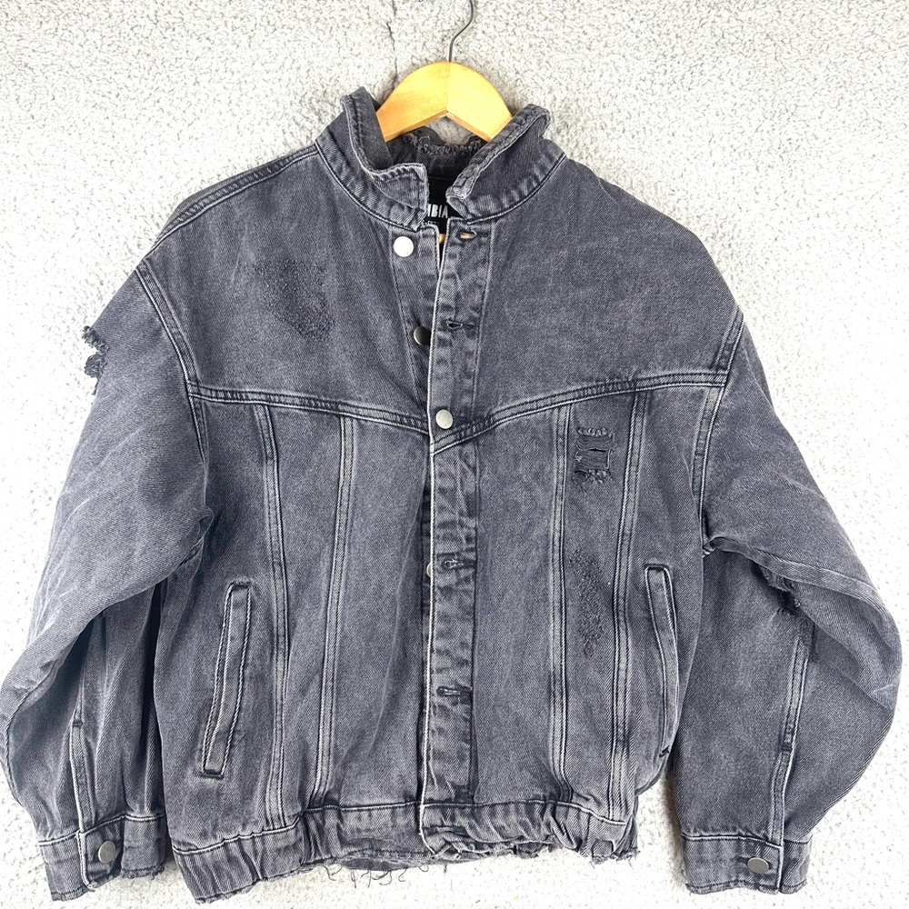 Disturbia Black Jean Jacket with White Graphic - Picture 2 of 5